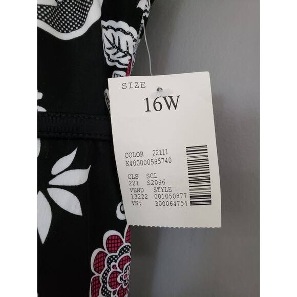 NEW Catherine's 16W Tankini Swim Top Shirt Tropical Plus Size Black Vacation - Picture 4 of 6